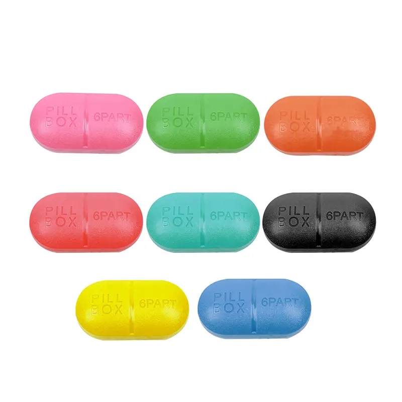 Pill Storage Cases Pill Shaped Container Medicine Boxes Six Compartments Portable Small Medication Box Case or Medicine Vitamin