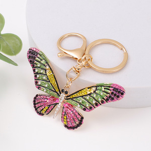 Colorful Rhinestone Butterfly Keychain for Women Zinc Alloy Insect Bag Charm Creative Crystal Keyring <b>Small</b> <b>Gift</b> Wholesale Now - Product Image 1