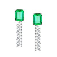 Boucles d'oreilles élégantes en diamant vert émeraude 18K or blanc boucles d'oreilles en diamant cultivé en laboratoire bijoux personnalisés cadeau pour les femmes