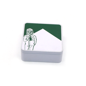 Grosir Logo disesuaikan tahan lama kelas makanan pernis menyelesaikan kosong kotak timah persegi panjang berengsel tutup untuk kemasan Poker kue - Product Image 4