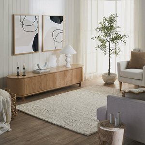Mueble para <span class=keywords><strong>TV</strong></span> de Madera Sólida Estilo Moderno de Mediados de Siglo, Consola Multimedia Minimalista para Sala de Estar Pequeña, Gabinete de Almacenamiento para Comedor - Product Image 3