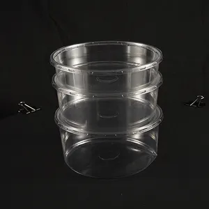 Одноразовый Круглый прозрачный контейнер для еды, пластиковая миска для овощей с крышкой оптом