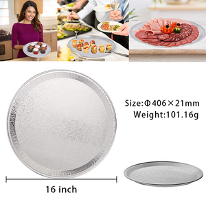 Bandeja Redonda de Aluminio para <span class=keywords><strong>Pizza</strong></span> TIA YB96 de 16 Pulgadas, Contenedor de Papel de Aluminio para Hornear - Product Image 2
