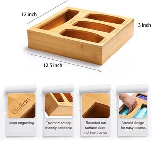 Organizador de Bolsas de Alimentos de Bambú para Cajón de Cocina, Soporte para Bolsas de <span class=keywords><strong>Solimo</strong></span>, Glad, Hefty Gallon, Sándwiches y Bocadillos - Product Image 2