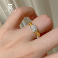 Bague en argent sterling 925 plaqué or avec finition brossée et zircone cubique pour femmes, vente en gros Rochime