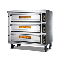 Oven Roti Komersial 300 ° C Max - Oven Dek 4 Rak dengan Kontrol Suhu Independen untuk Pemanasan Listrik & Gas untuk Roti