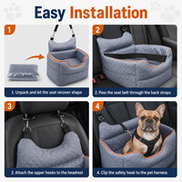 Coussin de voiture pour chien lavable et écologique, surélevé en mousse orthopédique, lit de voyage pour animaux de compagnie, gris uni, velours hollandais, pour petits chiens