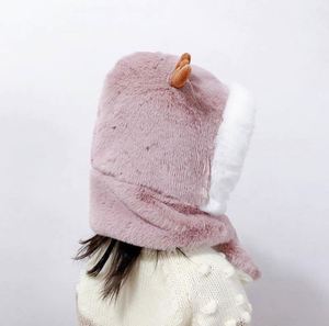 Chapeau pour enfants avec écharpe, chapeau d'hiver pour filles, en peluche épaisse et chaude, mignon, avec protection pour les oreilles en forme de bois de cerf, pour bébés - Product Image 4