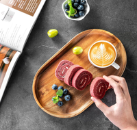 Platos de Madera de Alta Calidad, Plato Ovalado de Madera de Acacia, Bandeja Cuadrada de Madera