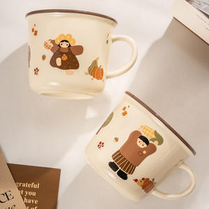 แก้วเซรามิคสำหรับครอบครัว ลายการ์ตูนน่ารัก พร้อมหูจับ เหมาะสำหรับใช้ในบ้าน ของขวัญสำหรับคู่รัก แก้วสำหรับมื้อเช้า - Product Image 2