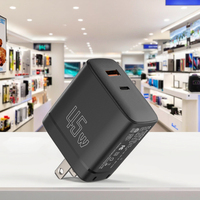 Chargeur mural USB Type-C GaN 45W Shenzhen Lvxiangyuan, PD QC 3.0, prise US, certifié UL FCC DOE Level VI ETL, compatible iPhone 11-16 Samsung