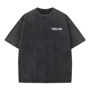 T-shirt personnalisé poids lourd délavé à l'acide surdimensionné Vintage plaine coton homme goutte épaule T-shirts unisexe