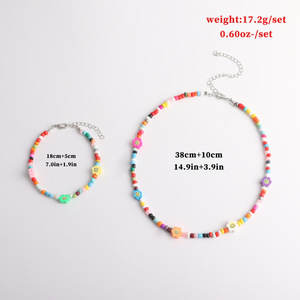 BINSHUO gioielli con perline <span class=keywords><strong>di</strong></span> semi bohémien da donna regalo con colletto in acrilico Charm <span class=keywords><strong>collana</strong></span> e bracciale in resina margherita - Product Image 3