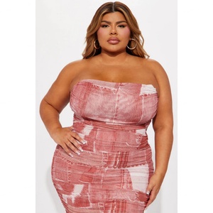 Robe longue moulante imprimée de haute qualité, nouveau design, style européen et américain, sexy, épaules dénudées, bustier, vente en gros - Product Image 4