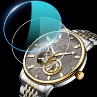 Montre mécanique automatique de luxe Louie Juelen, 41 mm, calendrier de date, étanche 3 BAR, bracelet en acier inoxydable, fermoir papillon