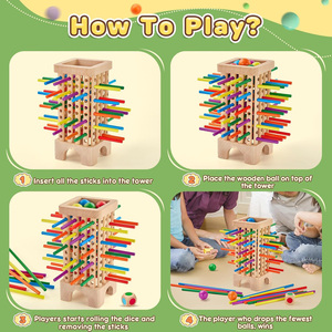 Jeu de société éducatif Montessori tendance en bois multicolore : Ne laissez pas tomber la balle – Pour les familles, dès 3 ans, 2 à 6 joueurs, portable - Product Image 2