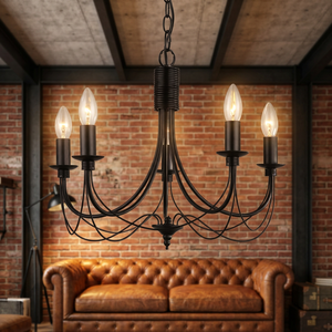 American Modern Rustic Country Style <b>Large</b> Retro Chandelier Round Ring Vintage Light <b>Candle</b> Chandeliers for Living Room Hotel - Product Image 2