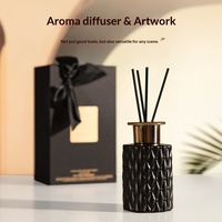 Coffret Cadeau d'Aromathérapie Noir avec Diffuseur à Bâtonnets Sans Flamme pour Hôtels et Usage Domestique, Parfum aux Huiles Essentielles