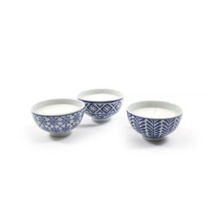 <b>BLUE</b> CANDLE IN CERAMIC <b>BOWL</b> 11X6CM ASSORTED - Product Image 1