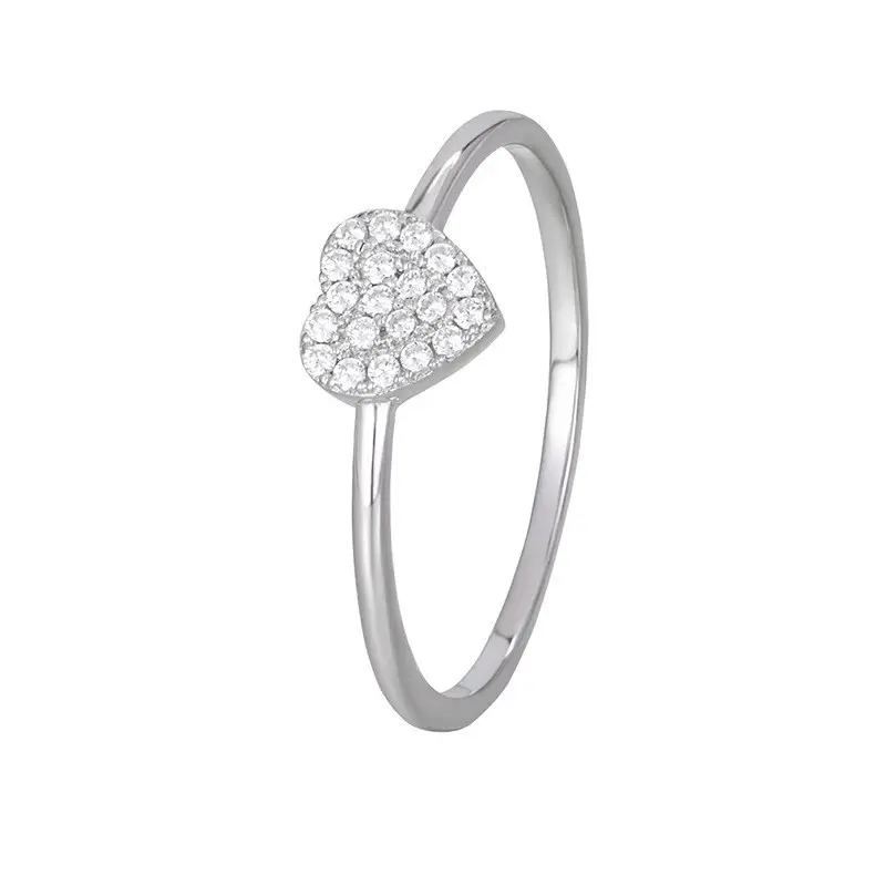Fine zircone gioielli regalo di san valentino Cubic Zirconia S925 argento Sterling a forma di cuore carino anello adorabile per le donne