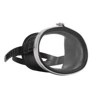 Freitauchbrille HD Gehärtetes Glas PVC Ovale Form Antibeschlag Einzellinsen-Taucherbrille für Angler Schwarz L - Product Image 3