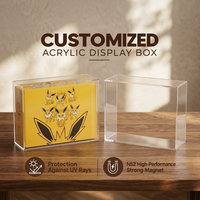 Boîte de présentation magnétique en acrylique sur mesure pour cartes à collectionner d'anime, boîte cadeau, épaisseur 5 mm, protection UV, aimant N52, support avec logo personnalisé