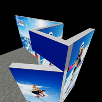 Stand d'exposition en L personnalisé avec éclairage LED, panneau d'affichage d'angle pour salon professionnel, avec mur arrière, mur latéral et pilier