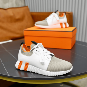 Men's Polished Daily Casual <b>Sneakers</b> Lightweight <b>Leather</b> Panel Moisture Wicking Interior Elastic Shock Dissipation Daily Wear - Product Image 4