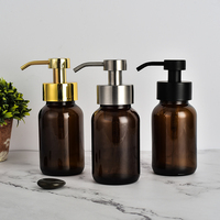 250ml Weithalsflasche aus Braunglas mit Schaumseifenspender, Silberner 304 Edelstahlpumpe für Handdesinfektionsmittel, Küche, Toilette, Bad, Hotel