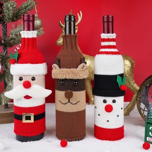 Lindo suéter navideño para botella de vino tinto, cubierta hecha a mano para botella de vino, suéter para botella de vino, decoraciones navideñas de dibujos animados tejidas para fiestas. - Product Image 4