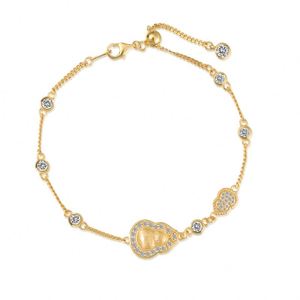 Dylam Customized Fine Jewelry Hypoallergenic 22K Gold Plated 925 Sterling Silver 5A Zirconia Gourd Pendant <b>Bracelets</b> for Women - Product Image 1