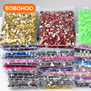 Rhinestones Rhinestone BOBOHOO Wholesale Crystal Glass Rhinestones Flatback Non Hotfix Rhinestone For Nail Art Decorations