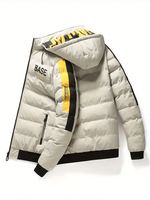 Veste à capuche pour homme en dropshipping - Manteau d'hiver décontracté en polyester 100% à motif alphabet, coupe régulière, tissu non extensible