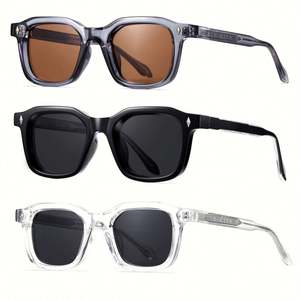 Lunettes de soleil carrées rétro tendance 2025 avec logo personnalisé, pour hommes et femmes, en acétate, rivets punk, protection UV400, monture petite en TR90 - Product Image 1