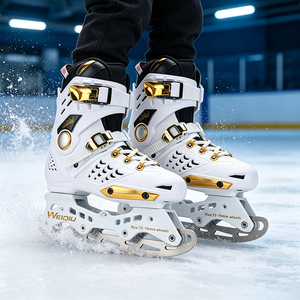 Patins à <span class=keywords><strong>glace</strong></span> convertibles 2 en 1 pour adultes, lame en acier inoxydable, roues en PU, bottes de patinage sur <span class=keywords><strong>glace</strong></span>, <span class=keywords><strong>freestyle</strong></span>, taille 36-44 - Product Image 2