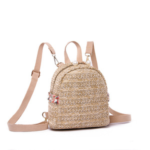Mochila K266 de verano para mujer, con dos correas, cremallera de paja, pequeñas bolsas de playa para exteriores - Product Image 3