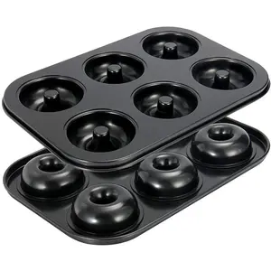 XINZE Diy Baking Pan High-Grade Carbon Steel Donut Mold Bagel Pan Non-Stick 6-Cavity Donut Bake Pans