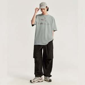 T-shirt Anime surdimensionné personnalisé pour hommes 300 grammes 100% coton col à tiques déchiré cou surteint 100% coton tissu - Product Image 5