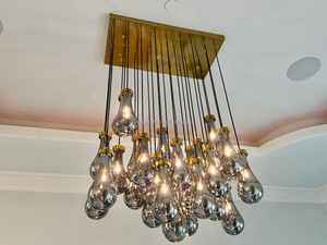 Lampadario in Vetro e <span class=keywords><strong>Metallo</strong></span> LED Regolabile in Altezza, Stile Industriale Americano Retrò di Lusso per Hotel, Villa, Soggiorno e Camera da Letto - Product Image 4
