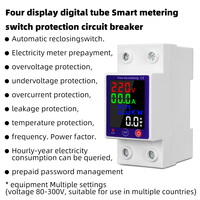 Interruptor Automático RMshebei con Medidor Electrónico de kWh de 63A, Medidor de Electricidad con Reconexión Automática, Riel DIN, Monofásico