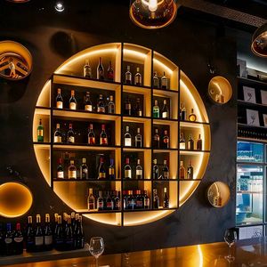 עיצוב בר מסחרי נירוסטה ריהוט ביתי מודרני מדף אחורי לבר ייעודי לתצוגת יין תאורת לד ציפוי PVD - Product Image 5