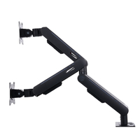 Dudukan Monitor Ganda Lengan Meja dengan Gas Spring C-Clamp VESA 75x75/100x100 Gerakan Penuh Putar Miring Ergonomis untuk 2 Monitor