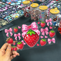 Livraison Rapide Autocollants Personnalisés de Dessins Animés UV DTF à Effet 3D pour Gobelets en Verre 16oz/20oz/40oz Commande en Gros