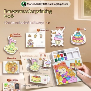 Livre de coloriage et de gribouillage pour enfants Maries, ensemble complet avec peintures intégrées, design de dessins animés, portable - Product Image 2