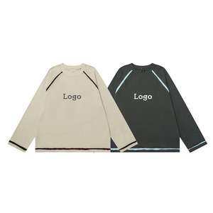 Premium Quality Custom Logo Heat Transfer Printing Contrast Color Splicing Vintage Disstressed Tshirt