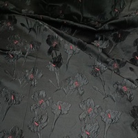 Tissu Jacquard Brocart Noir Tissé à Motifs Floraux, Teint en Fil, Doux, Jacquard Floral 3D, 100% Polyester pour Vêtements JSK-1503