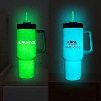 Gobelet isotherme en acier inoxydable de 40 oz gravé au laser, fluorescent, par sublimation, avec paille, qui brille dans le noir