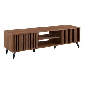 Mobile <span class=keywords><strong>TV</strong></span> Lungo <span class=keywords><strong>in</strong></span> Noce Scanalato con Ante Scorrevoli, Ripiani Centrali e Gambe <span class=keywords><strong>in</strong></span> Metallo per Soggiorno - Produzione di Fabbrica - Product Image 2
