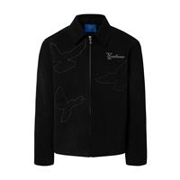 Veste réversible coupe-vent et imperméable en cuir avec col patché motif colombe de la paix, logo frontal et doublure Sherpa – Collection Hiver