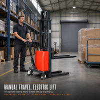 Chariot élévateur à palettes semi-électrique 1500 kg 2000 mm pour empilage de conteneurs et palettes